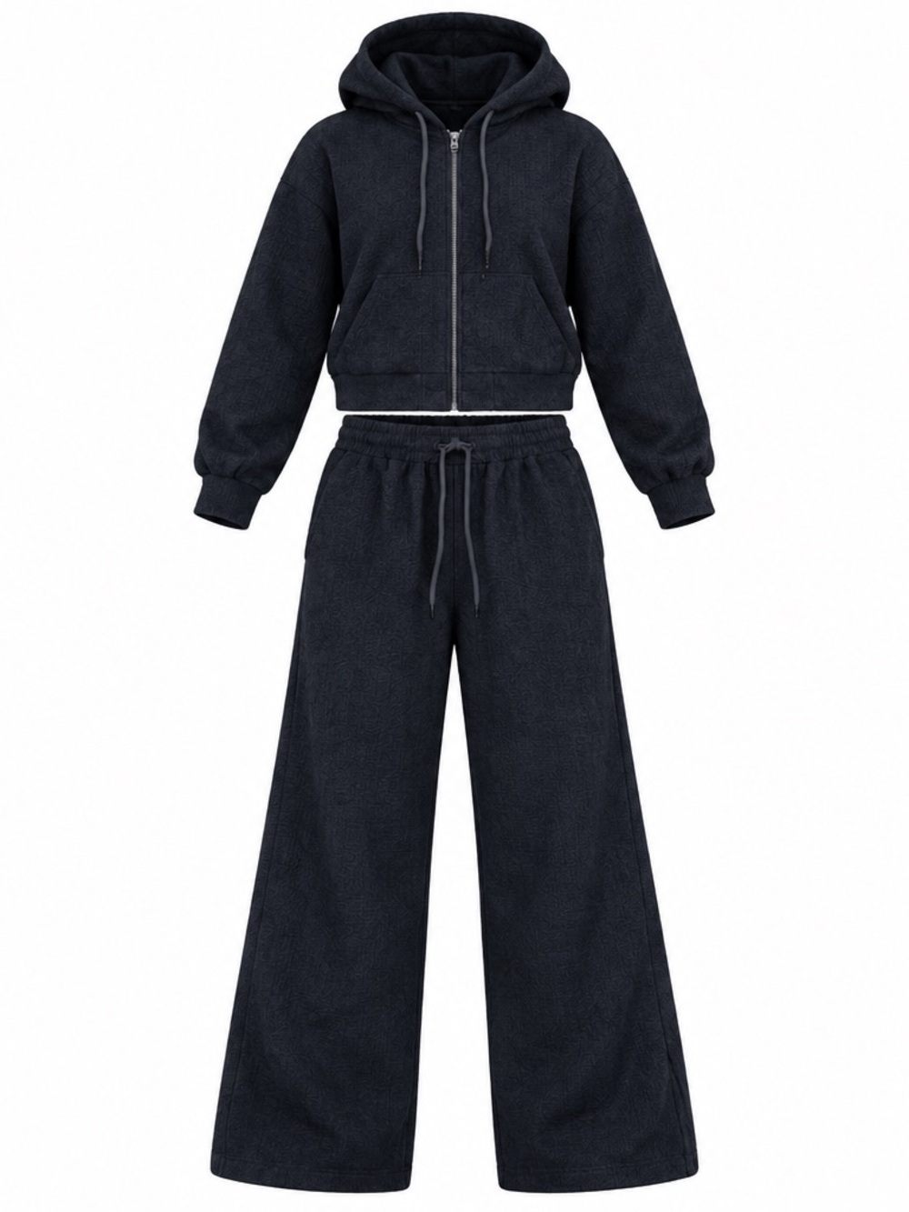 Women’s Lounge Set in Black Wide-Leg Pants and Hoodie Size S
